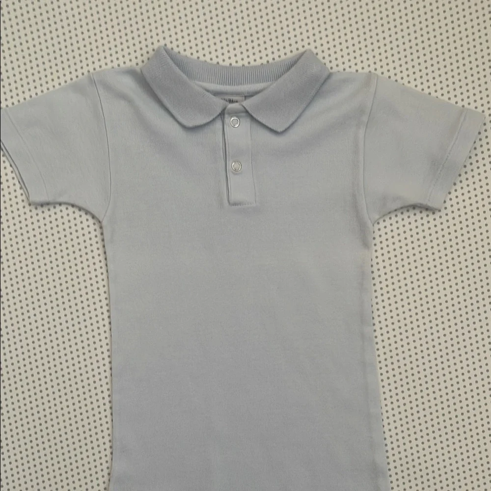 Petit Bateau Light Blue Polo Colar Bodysuit